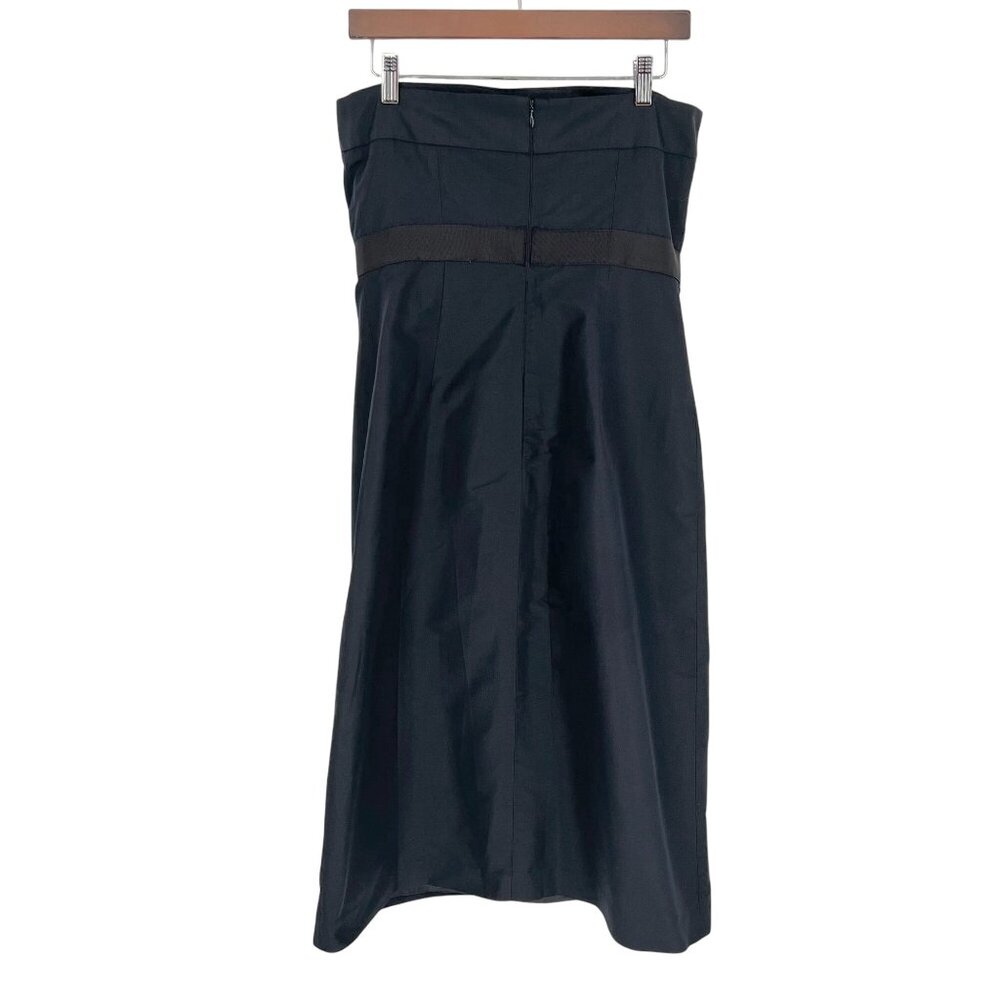 J.Crew Strapless Silk A Line Bow Waist Dress Size T 12 Dark Navy Cocktail Party - Picture 2 of 13